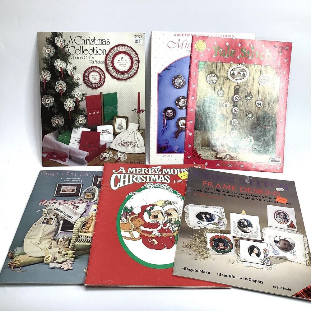 6 Cross Stitch Booklets Christmas‎ Frames Wreath Sugar Plum Fairy Gloria & Pat